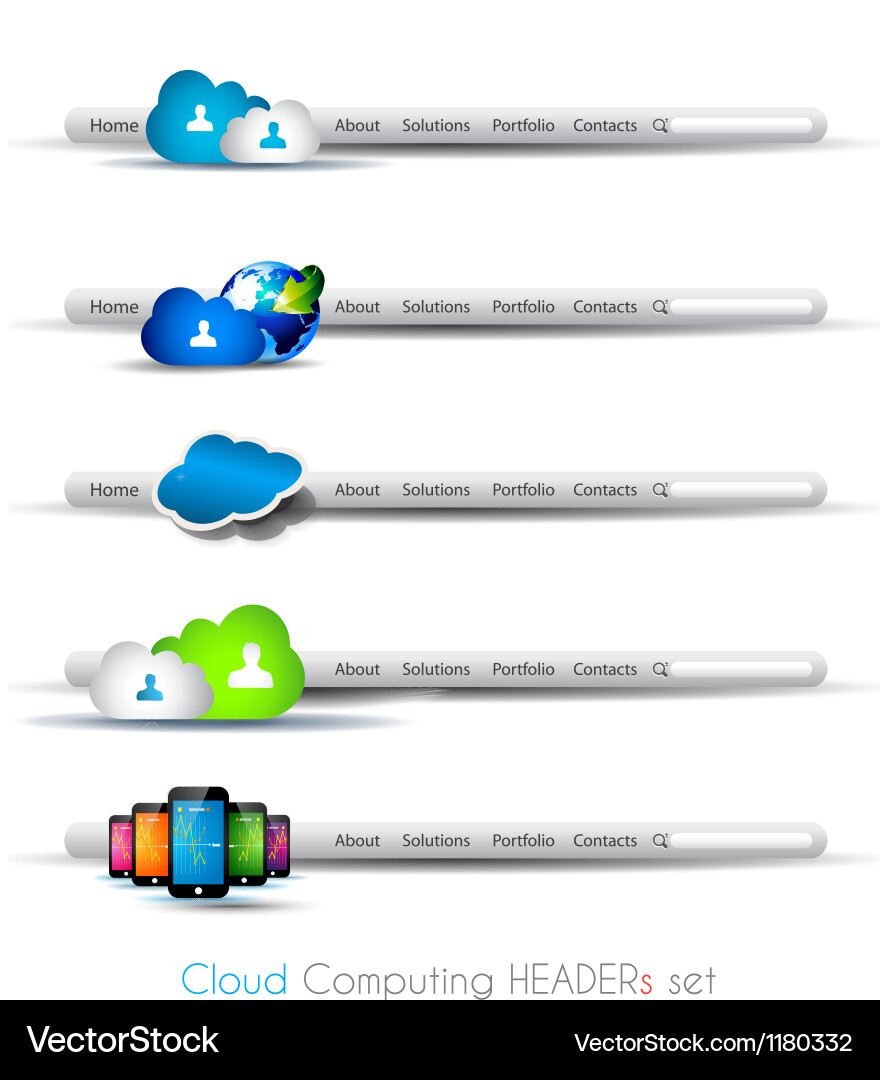 Cloud computing themed headers or footers vector image