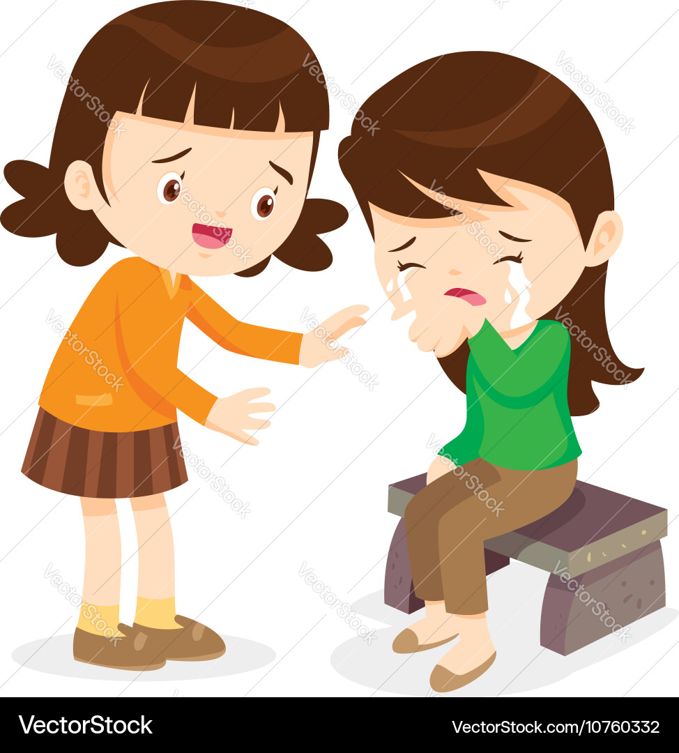 Girl comforting her crying friend vector image