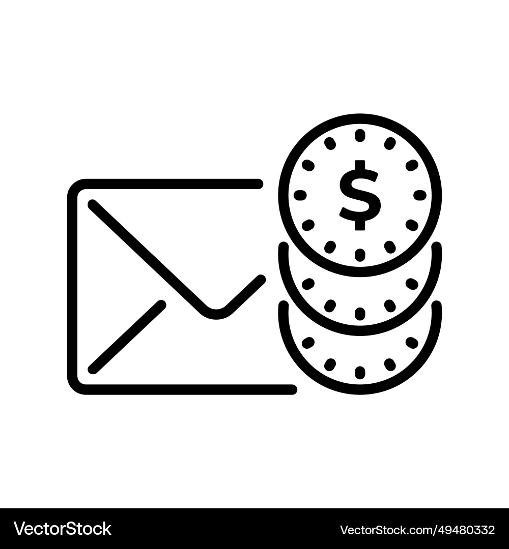 Line style icon design of email and stack coin Line style icon design of email and stack coin Vector Image