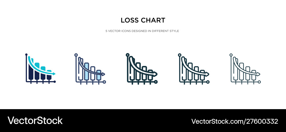 Loss chart icon in different style two colored Loss chart icon in different style two colored vector image