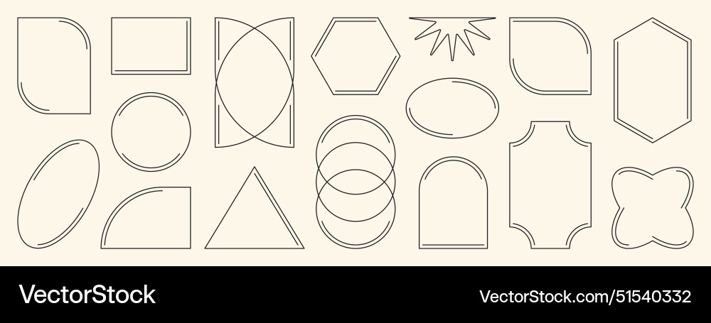 Minimalistic linear frames arches elements Minimalistic linear frames arches elements vector image