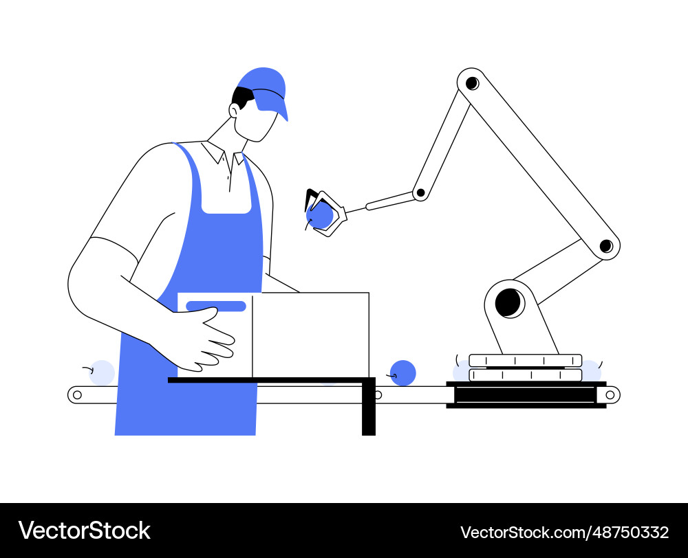 Pick and place robots abstract concept Vector Image