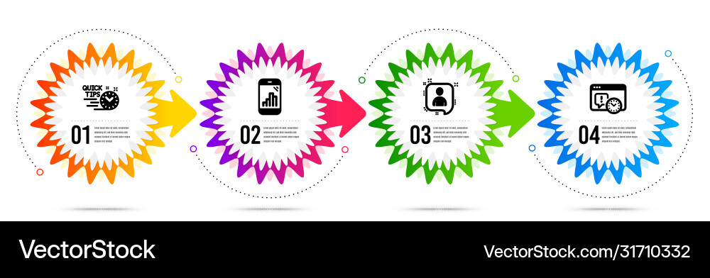 Quick tips developers chat and graph phone icons Quick tips developers chat and graph phone icons Vector Image