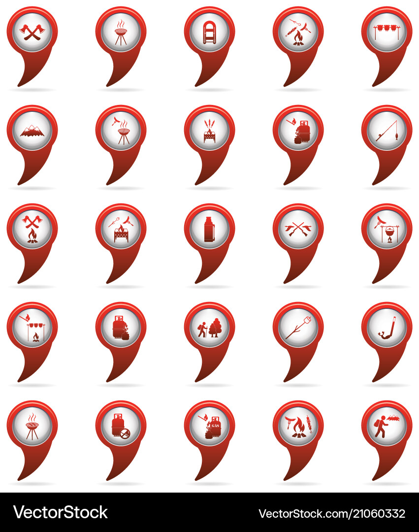 Set of tourism service map pointers vector image
