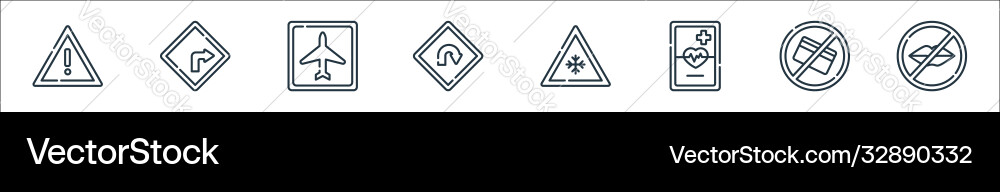 Signals and prohibitions line icons linear set Vector Image