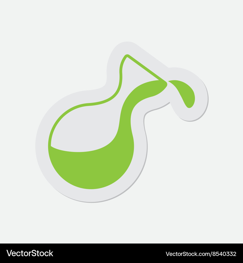 Simple green icon - flask with a drop vector image