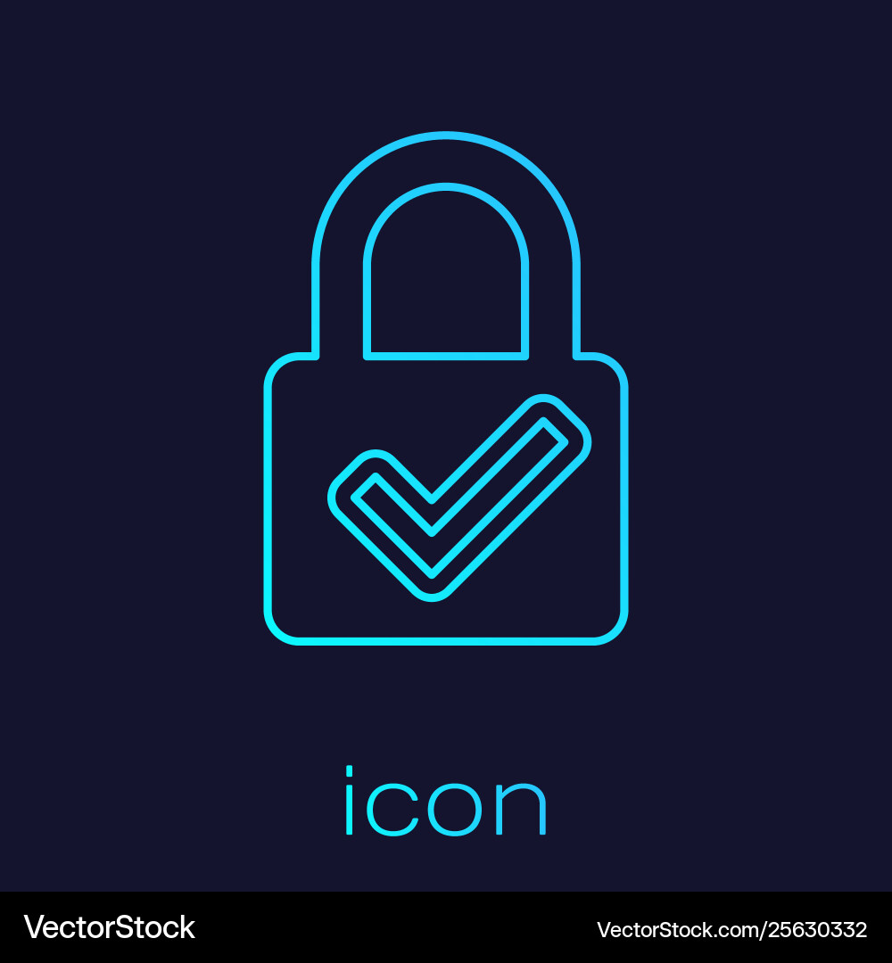 Turquoise open padlock and check mark line icon Turquoise open padlock and check mark line icon vector image