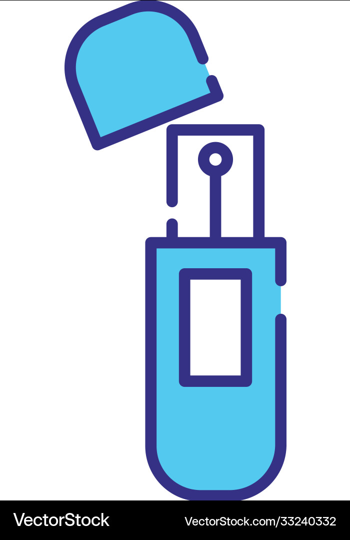 Usb memory flash style line and fill icon vector image