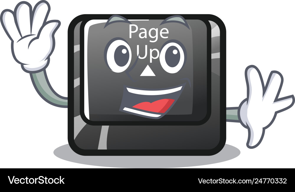 Waving button page up isolated with character Vector Image