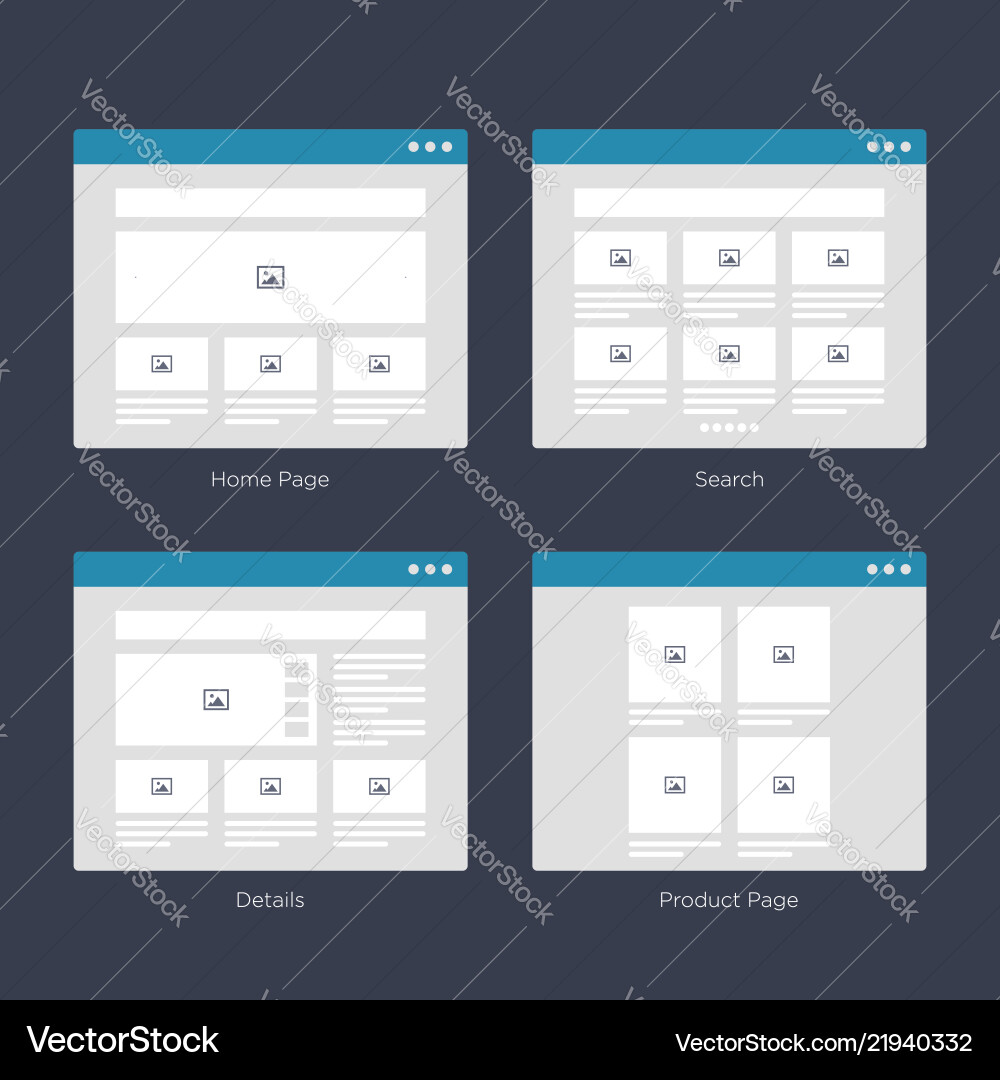 Website wireframe layouts ui kits for site map Vector Image