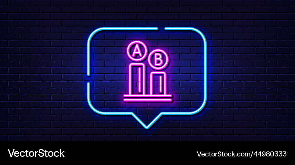 Ab testing line icon ui test chart sign neon Ab testing line icon ui test chart sign neon vector image