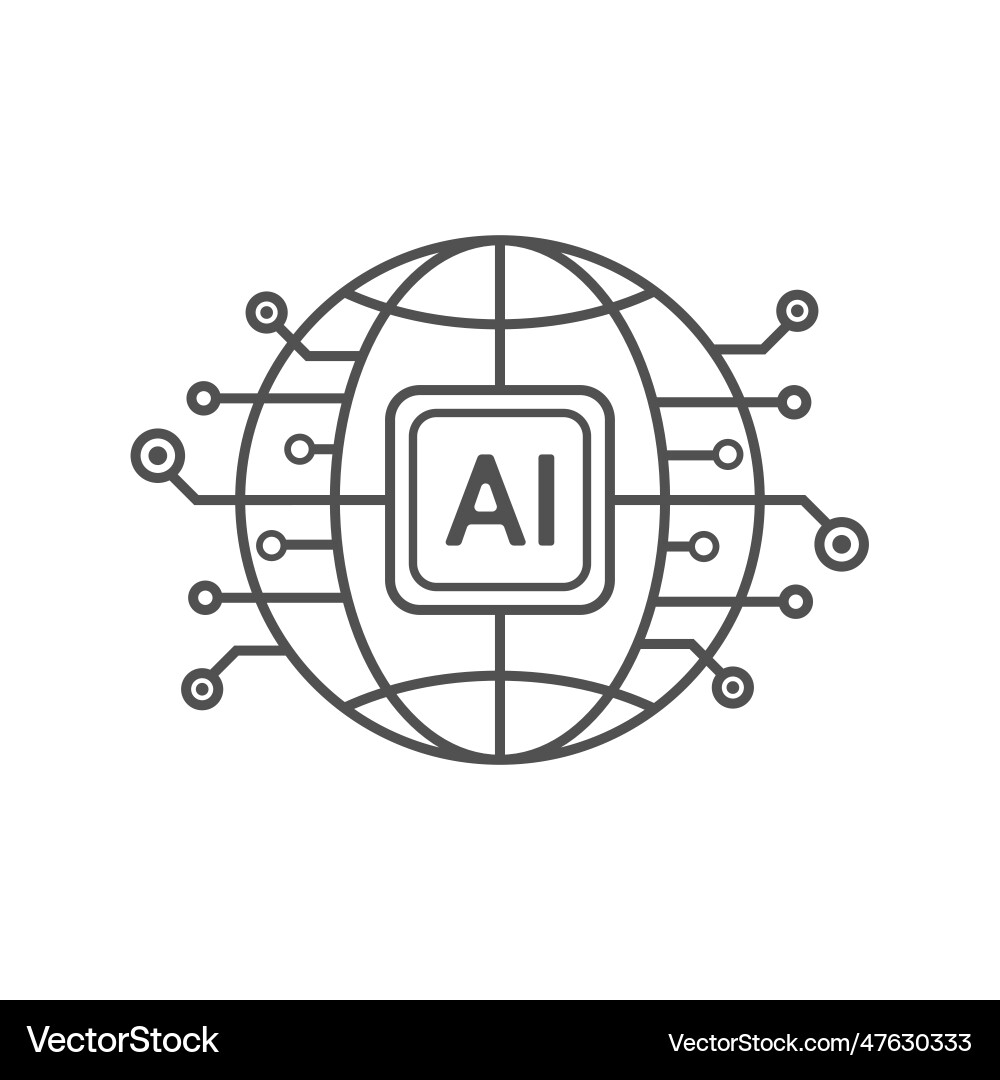 Artificial intelligence circuit line style Artificial intelligence circuit line style vector image