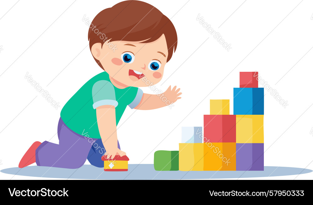 Child Playing with Blocks - Development vector image
