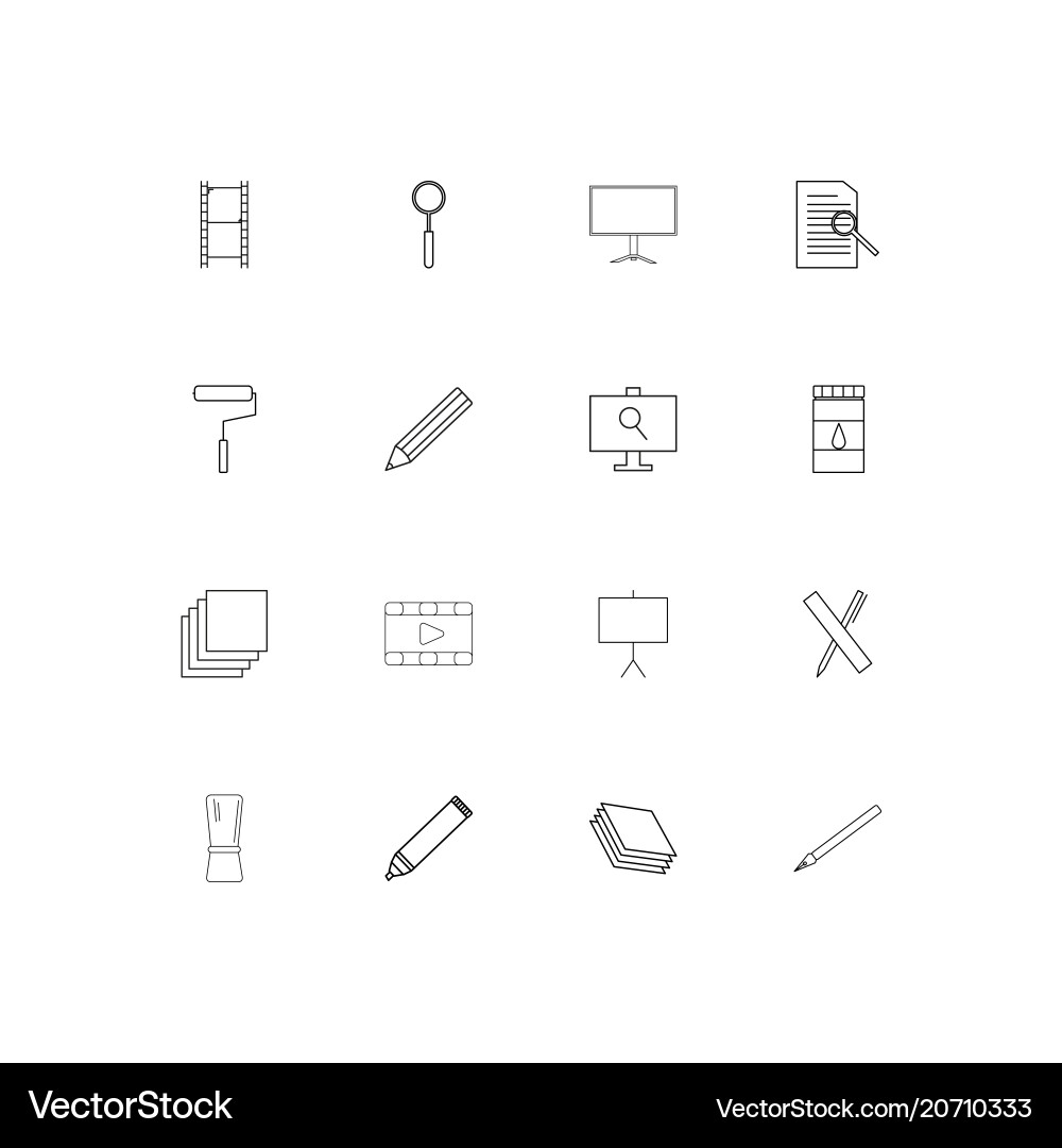 Creative process and design simple linear icons vector image