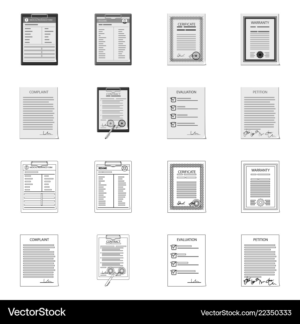 Design of form and document sign set Design of form and document sign set vector image