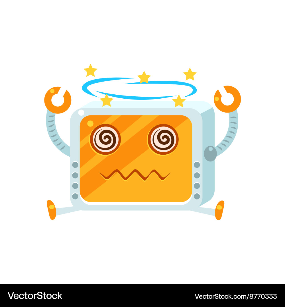 Dizzy little robot character vector image