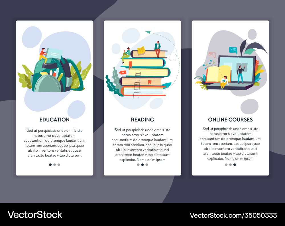Education reading and online courses web page Vector Image
