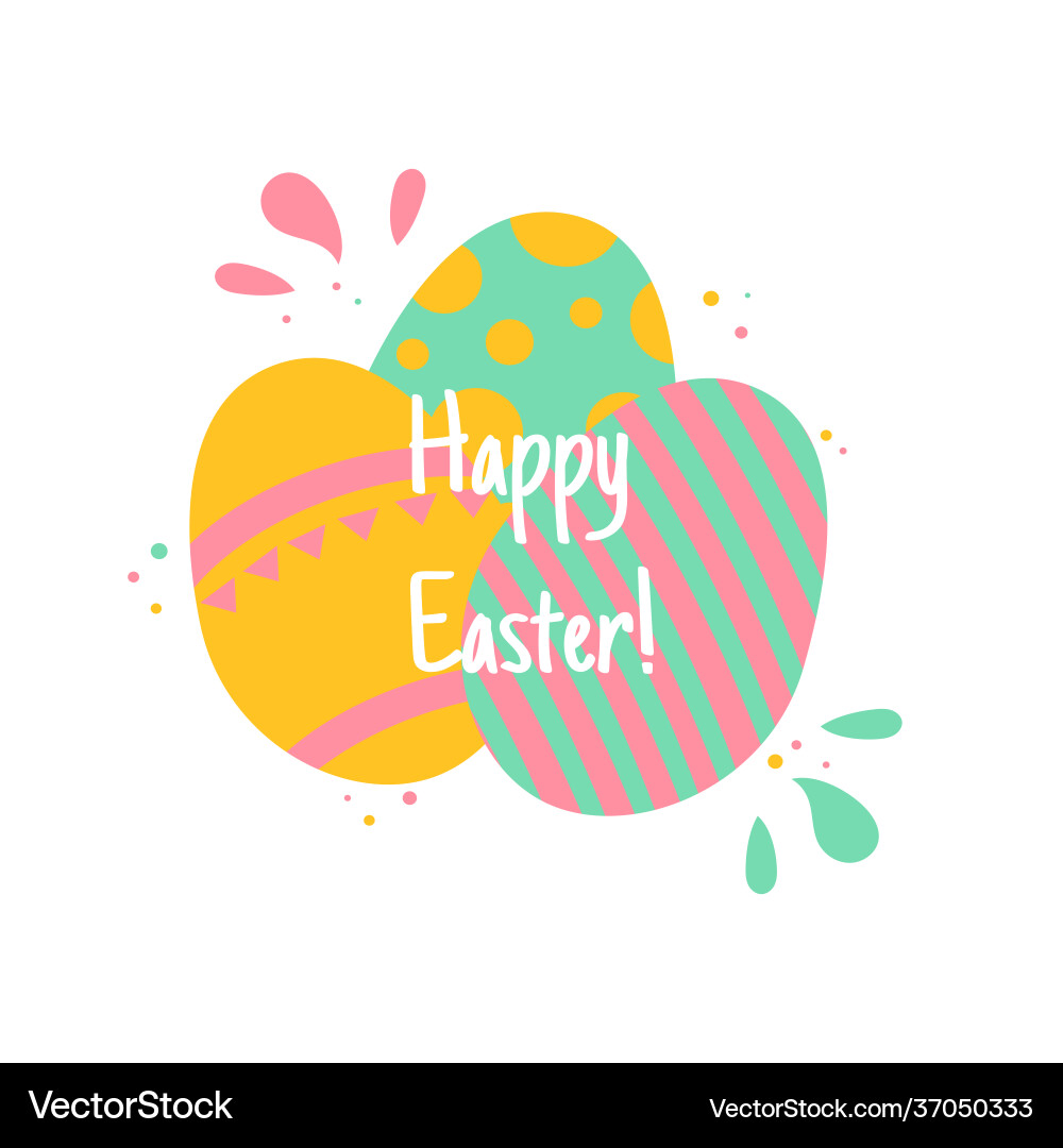 Happy easter lettering with eggs Royalty Free Vector Image