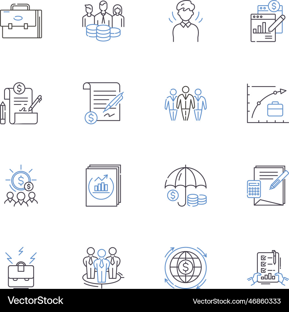 Information data line icons collection analysis Information data line icons collection analysis Vector Image