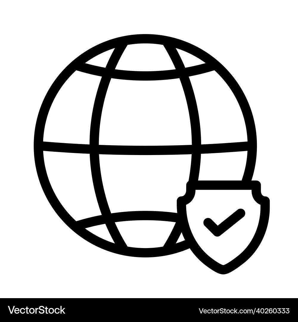 Internet security globe with shield single Vector Image
