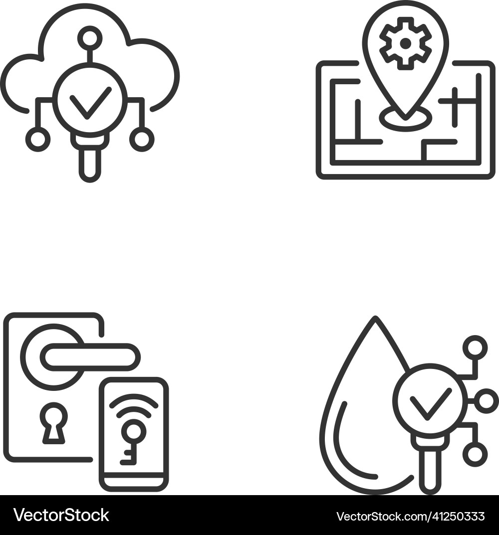 Iot technologies pixel perfect linear icons set Iot technologies pixel perfect linear icons set vector image