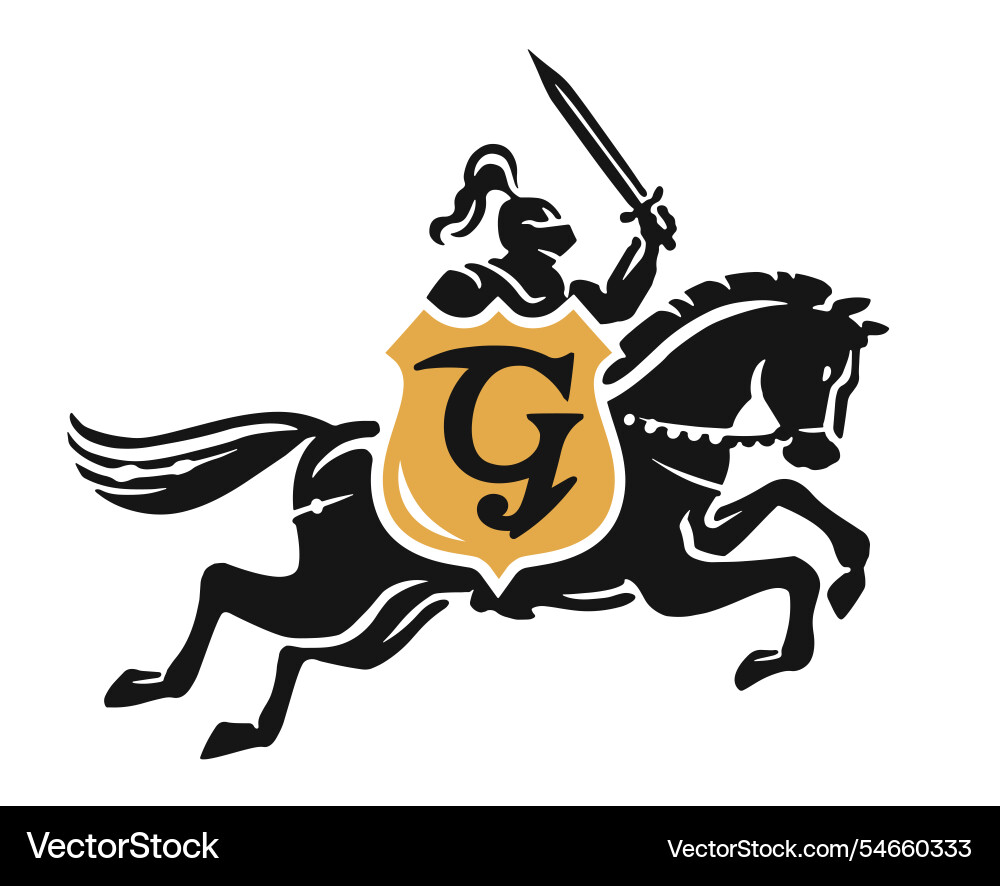 Knight with shield and sword on horseback Knight with shield and sword on horseback vector image