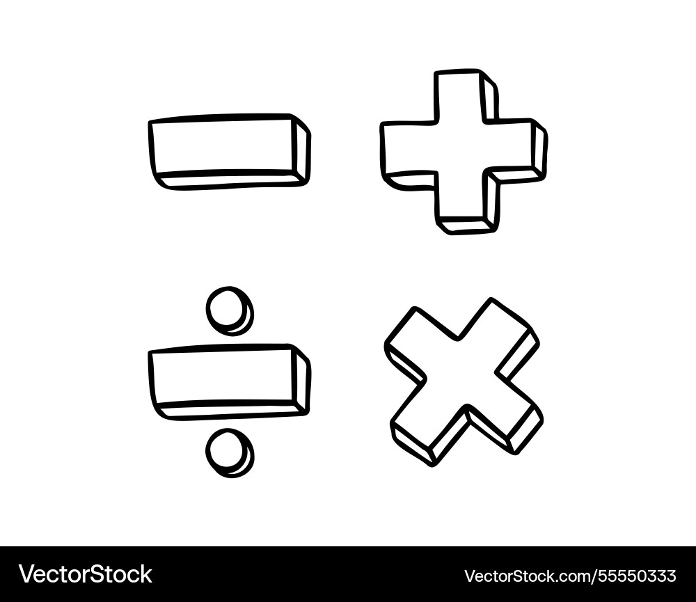 Math symbols divide and multiply minus plus Vector Image