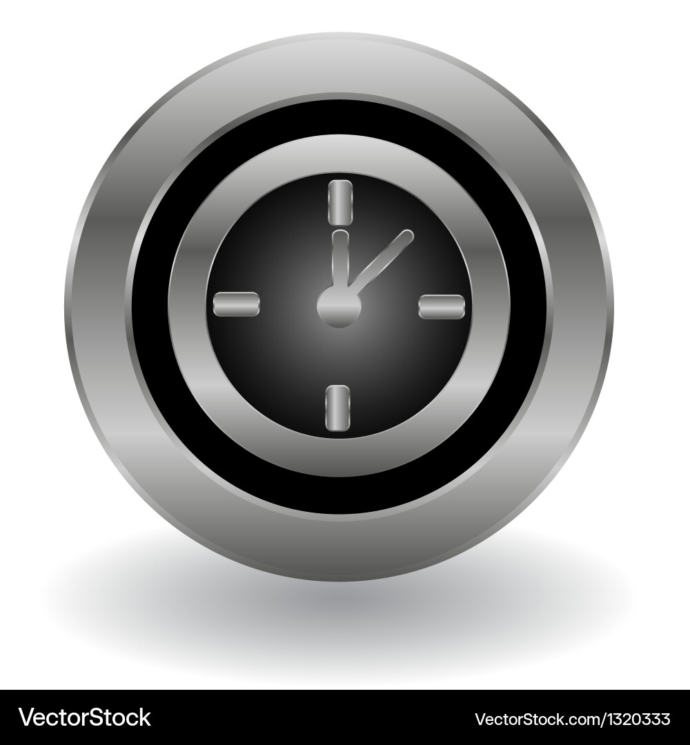 Metallic clock button Vector Image