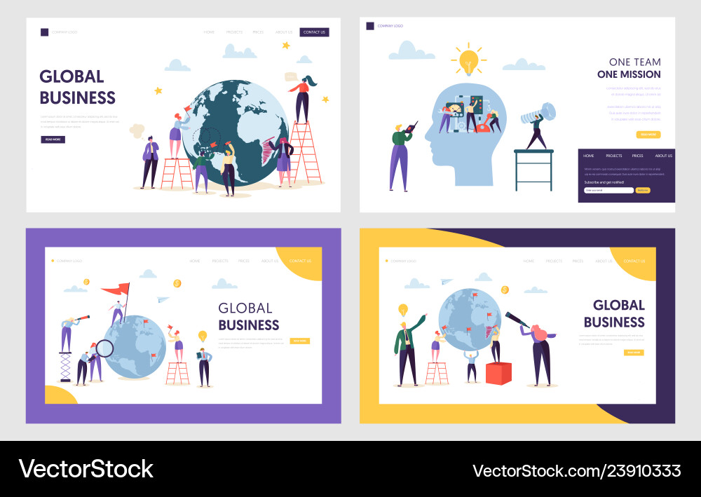 People character make global business landing page People character make global business landing page vector image
