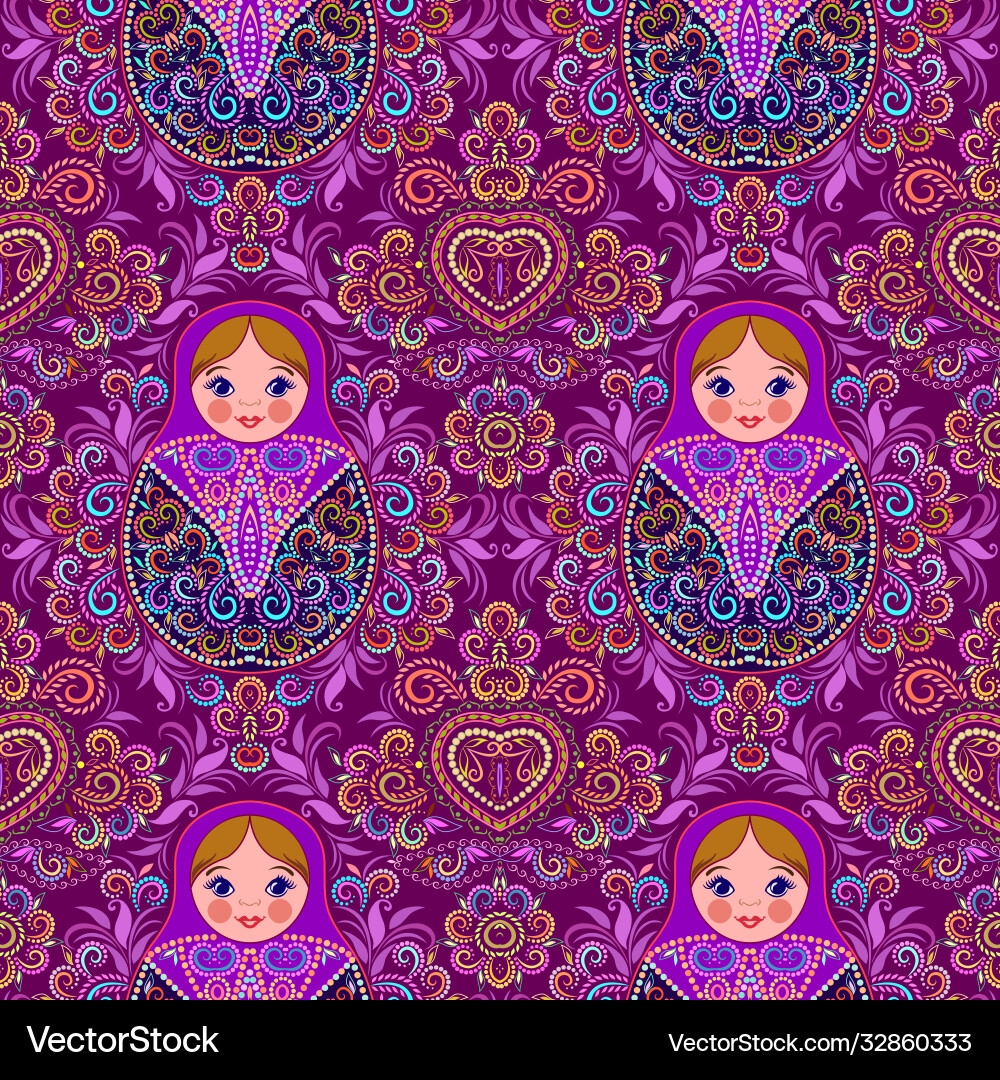Seamless colorful pattern with nesting dolls Vector Image
