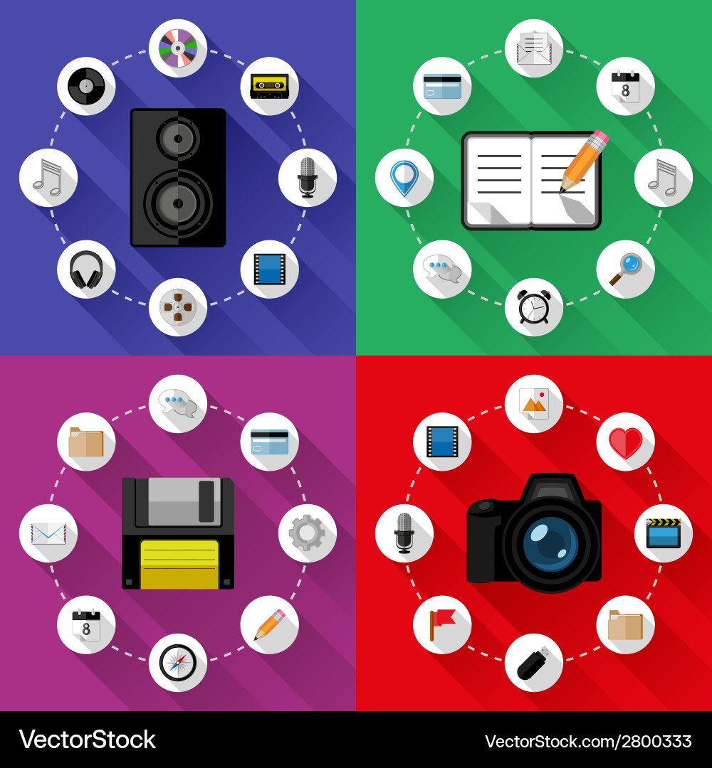 Set of web and business concepts vector image