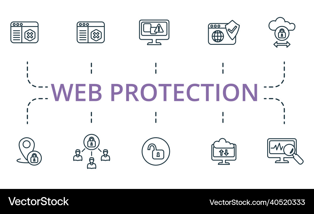 Web protection icon set collection of simple Vector Image