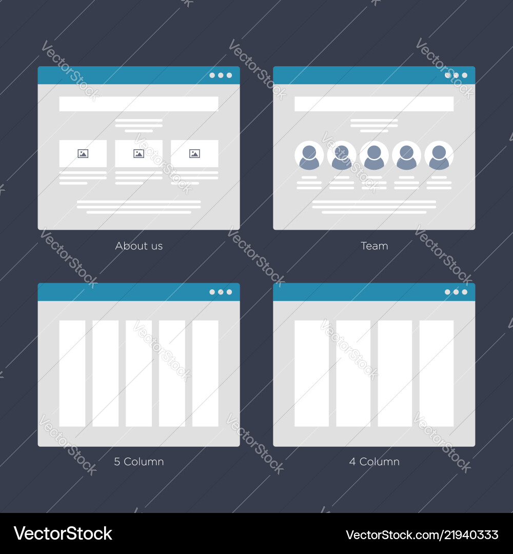 Website wireframe layouts ui kits for site map vector image
