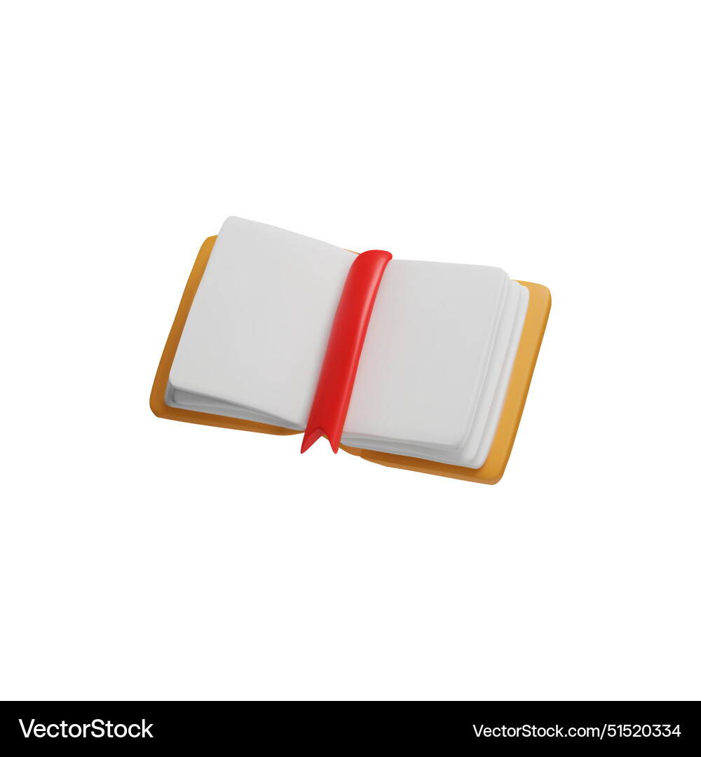 An open 3d book with a red Vector Image