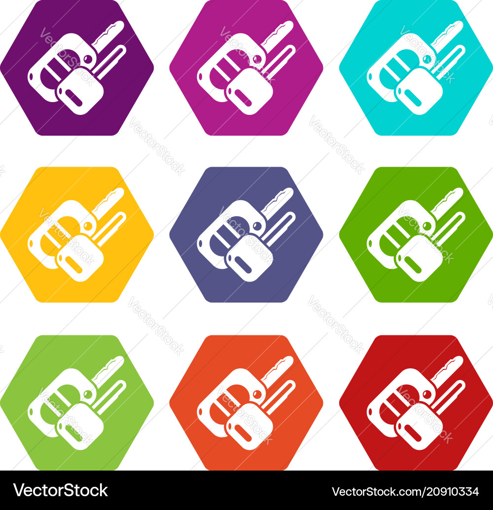Auto key icons set 9 Vector Image