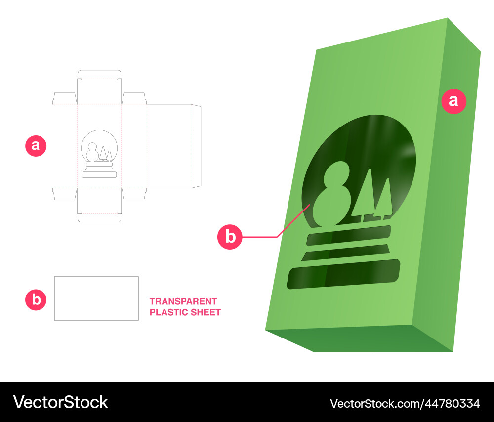 Box with snow globe window and transparent Vector Image