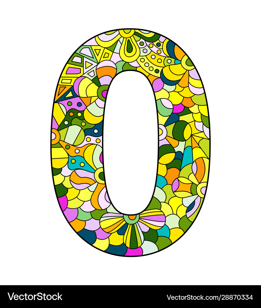 Color number zero in style entangle Vector Image