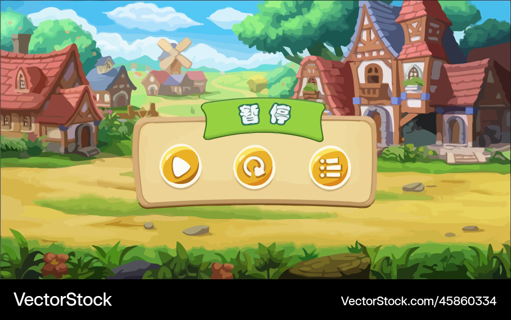 Complete set of level button game ui pop-up icon vector image