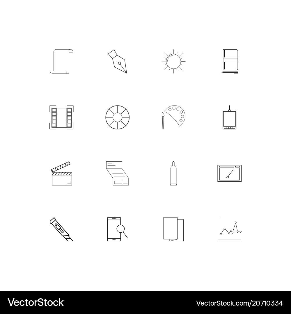 Creative process and design simple linear icons vector image