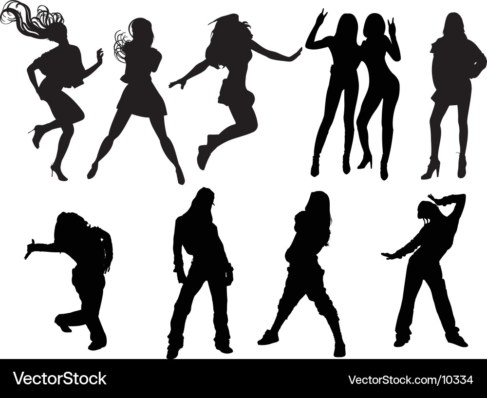 Dancing Girls Silhouette vector image