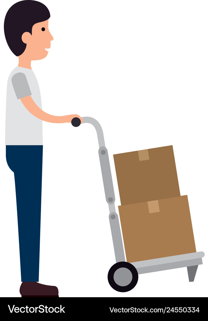 Delivery worker with cart avatar character Delivery worker with cart avatar character vector image