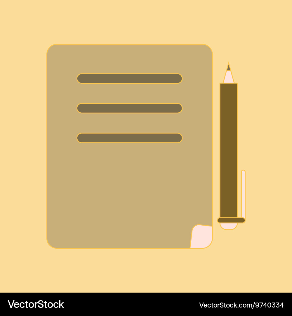 Flat icon with thin lines notebook pen vector image
