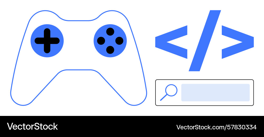 Gaming controller code symbols and search bar Vector Image