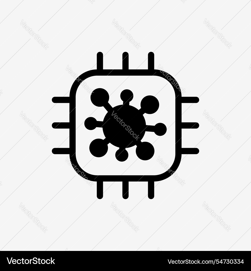 Icon cpu chip micro processor with virus vector image
