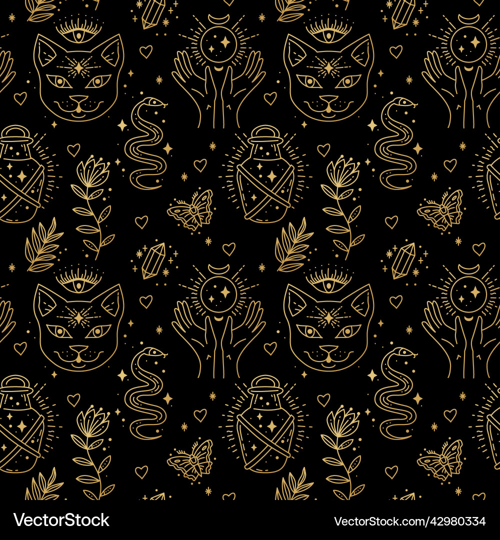 Magic boho symbols seamless pattern backdrop Magic boho symbols seamless pattern backdrop vector image