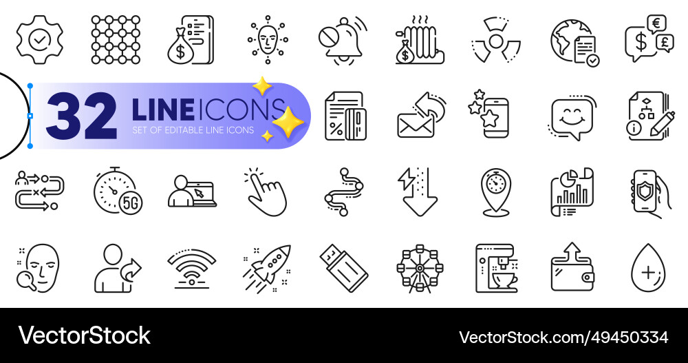 Outline set of journey path density and face vector image