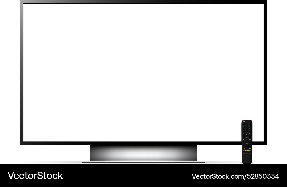 Realistic tv blank screen with remote control Realistic tv blank screen with remote control vector image