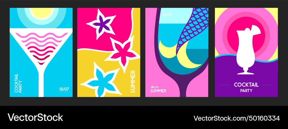 Set of retro posters with summer attributes vector image