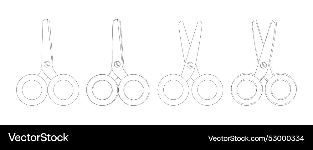Set of white scissors open and closed vector image