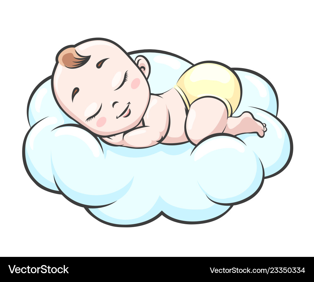 Sleeping baby on cloud Sleeping baby on cloud vector image